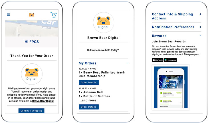 Brown Bear Digital allows customers to manage orders, contact info and clubs.