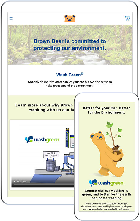 Brown Bear’s environmental commitment is featured in their community section.